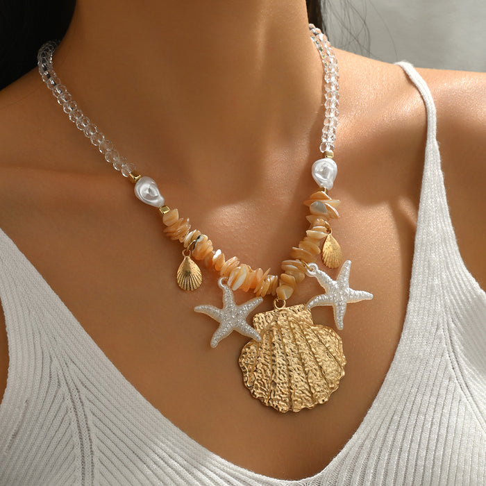 Wholesale Shell Necklace Women's Summer Seaside Fashion Round Bead  Clavicle Chain