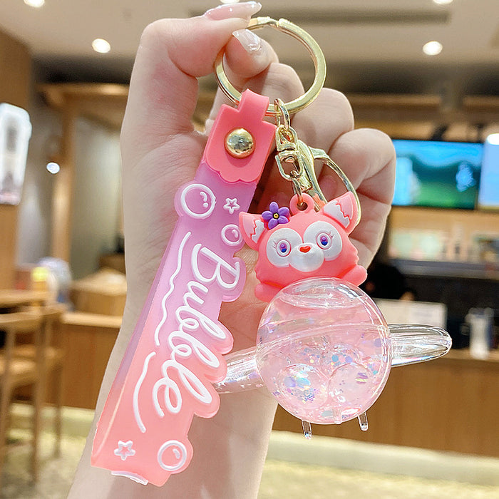 Wholesale Cute Donut Design Crystal Sand Floating Keychain Acrylic Fashion Accessory for Bags