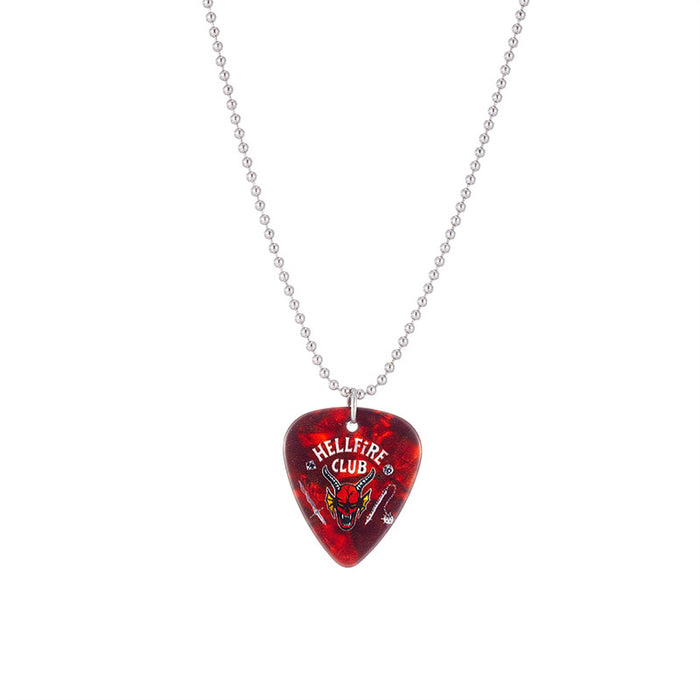 Wholesale jewelry guitar pick red print stainless steel Necklace
