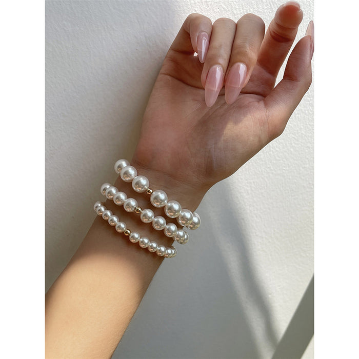 Wholesale Pearl Bracelet Round Bead Elastic Rope Bracelet for Women