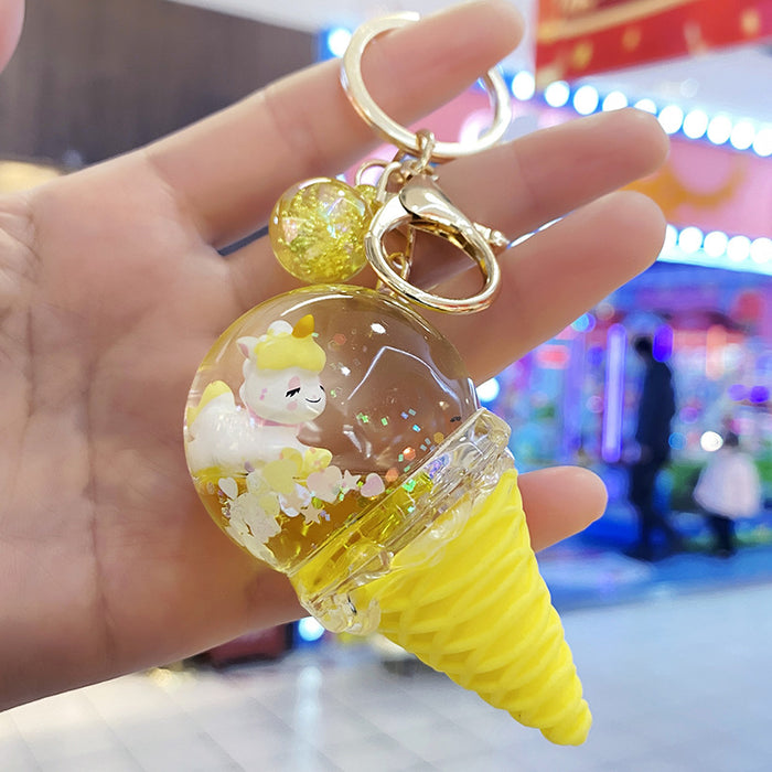 Wholesale Pendant Ice Cream Crystal Ball Quicksand Keychain