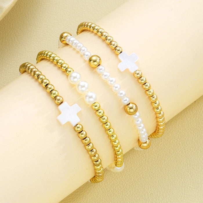 Wholesale CCB round pearl bow bracelet