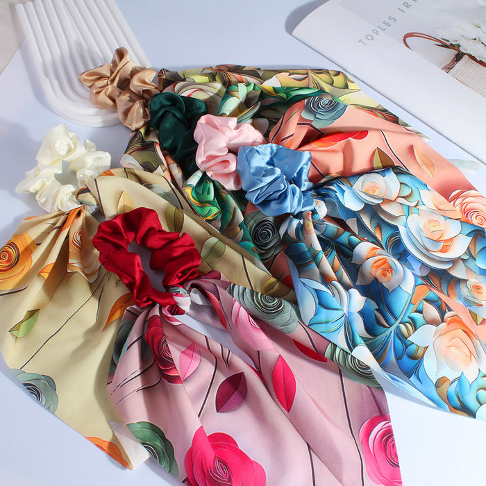 Wholesale large flower large intestine hair band fabric ribbon headdress