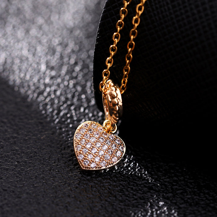 Wholesale Copper Micro-Inlaid Colored Zircon Love Pendant Necklace JDC-NE-ShangY031