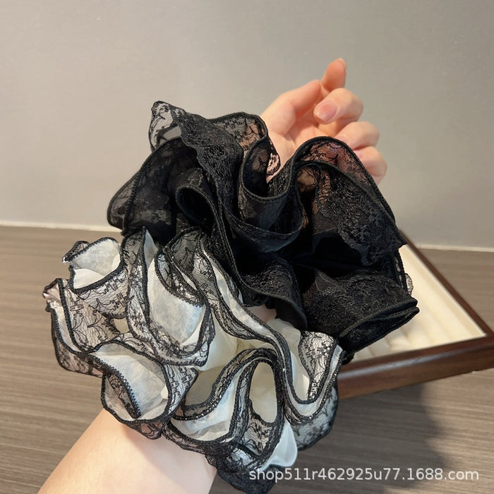 Wholesale Design Lace Hollow Lace Hair Ring Women's Elegant Big Bowel Ring Hair Accessories