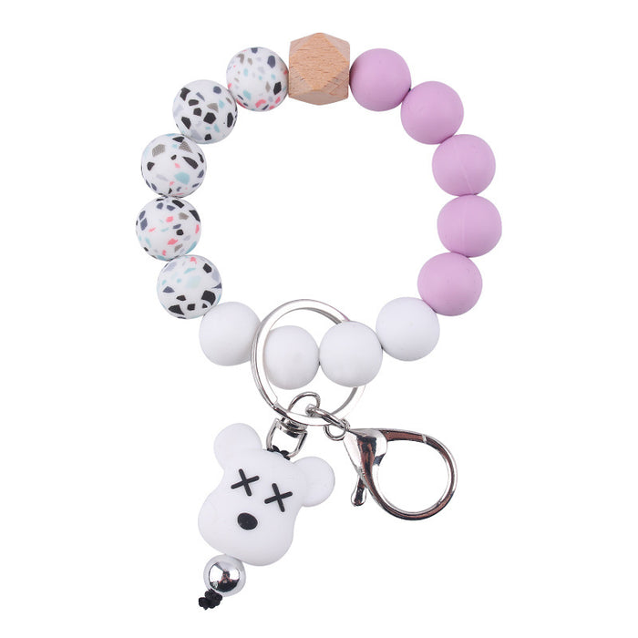 Wholesale Cartoon Silicone Beaded Bracelet Keychain JDC-KC-GuangTian041