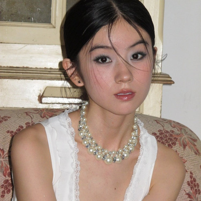 Wholesale Exaggerated Pearl Necklace Multi-Layer Design Clavicle Chain