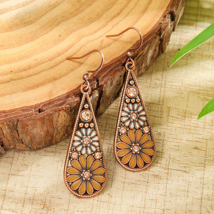 Wholesale Zinc Alloy Bohemian Drop Earrings with Rhinestone for Party Wear Boutique Resale MOQ≥2