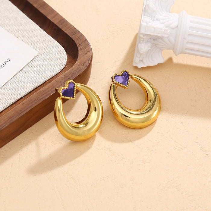 Wholesale Love Earrings Simple and Fashionable Gold Titanium Steel Earrings Trendy and Versatile Love Circle Earrings