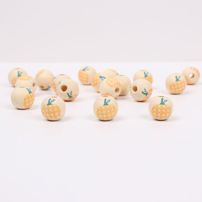 Wholesale 50PCS Halloween Colored Pumpkin Natural Color Wooden Beads JDC-BDS-TianYue024