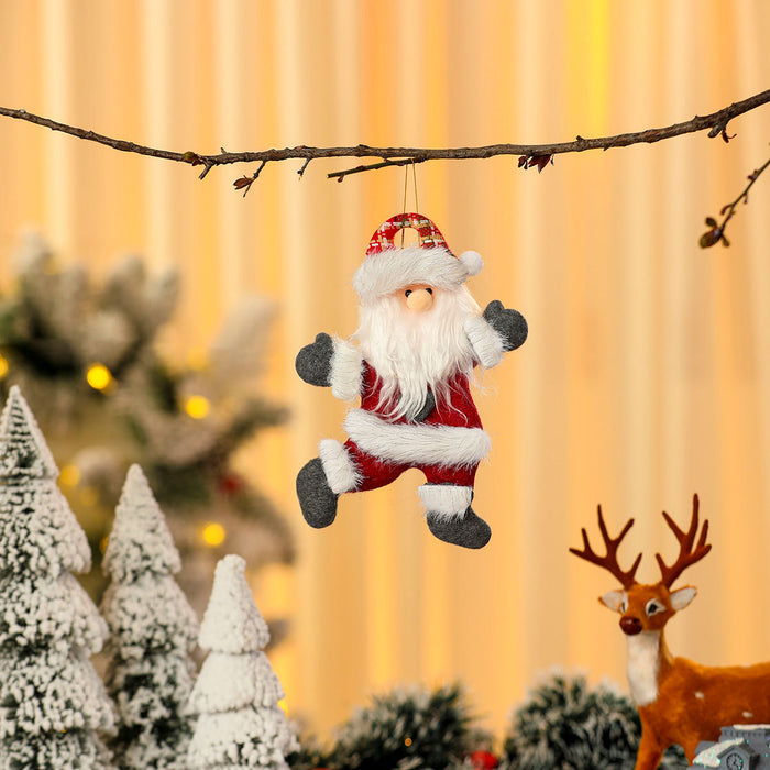 Wholesale Fabric Red and Green Dancing Pendant Hand-Raising Doll Pendant Christmas Tree Small Pendant Decoration