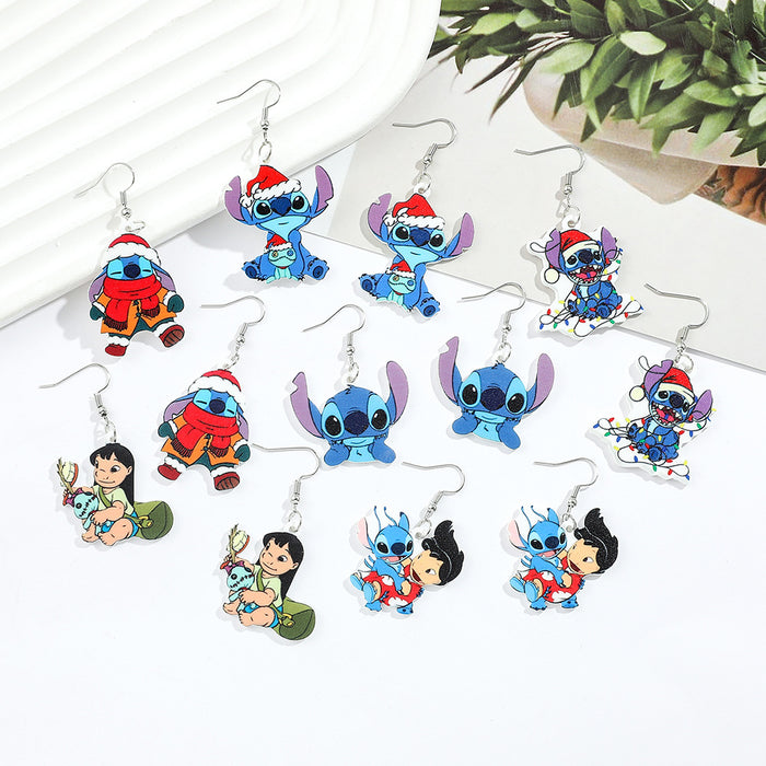 Wholesale Anime Star Stitch Acrylic Earrings Stitch Cartoon Doll Earrings JDC-ES-BS002