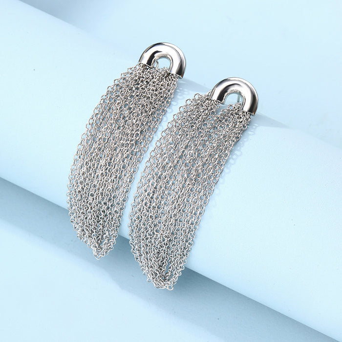 Wholesale Exaggerated alloy geometric earrings with fashionable tassel chain earrings and earrings