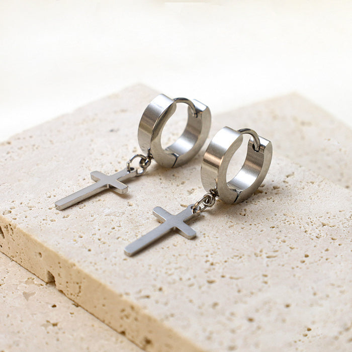 Wholesale Fashion Stainless Steel Cross Pendant Earrings