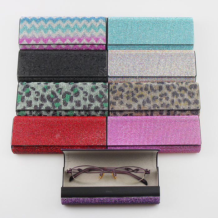 Wholesale Rhinestone Studded Black Eyeglasses Case Decorative Glasses Holder For Everyday Use Gift