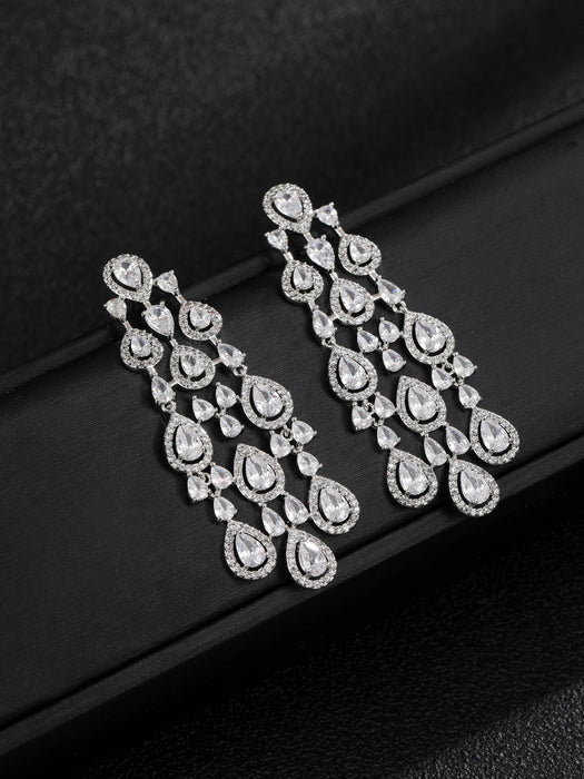 Wholesale Water Drop Tassel Zircon Earrings Fashionable and Versatile Super Flash Banquet Dress Earrings