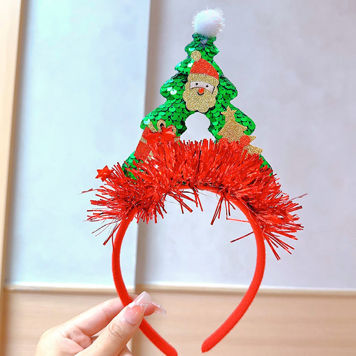 Wholesale Christmas Headband Christmas Antlers Hair Stamp Headwear Holiday Decorative Gift Big Bow Headband Hair Accessories Headwear