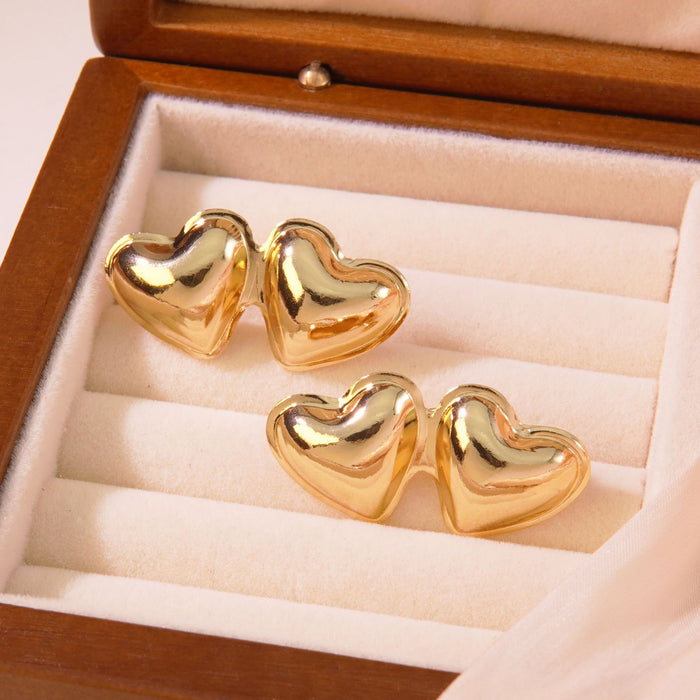 Wholesale Vintage Titanium Steel Heart Earrings JDC-ES-JW005