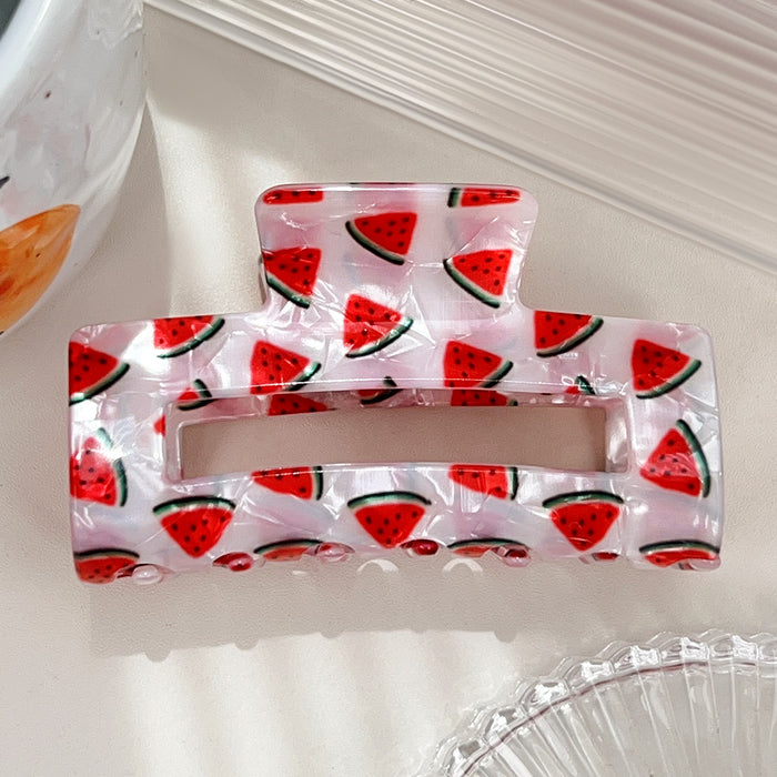 Wholesale Watermelon Print Square Hollow Acrylic Hair Claw Clip