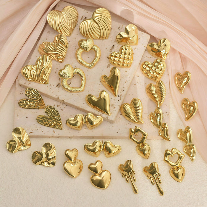 Wholesale Gold Heart Series Earrings Jewelry