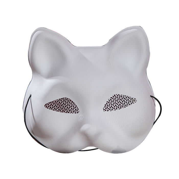 Wholesale With mesh matte white cat face white embryo mask COS party hand-painted embryo white frosted fox mask