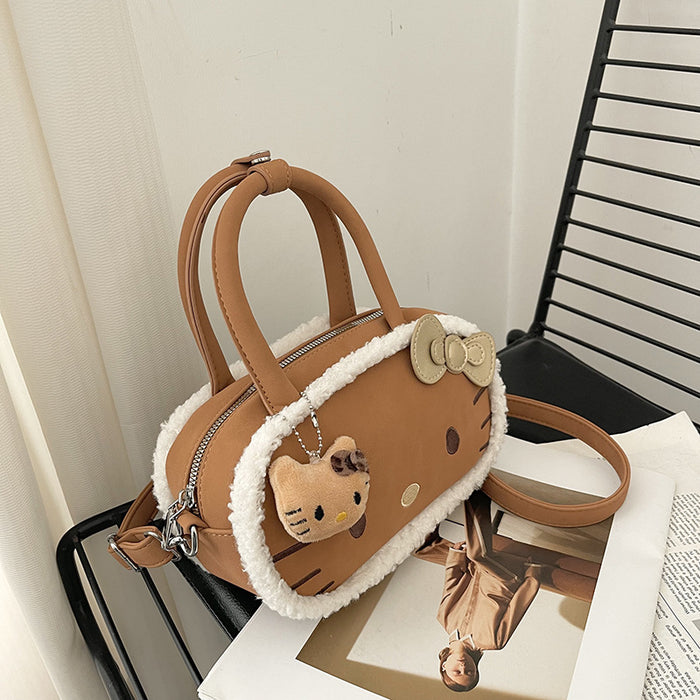 Wholesale Cute cartoon character plush single-shoulder bag with a handle.