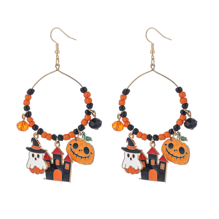 Wholesale  themed earrings,  black and white,  orange and purple  main color earrings