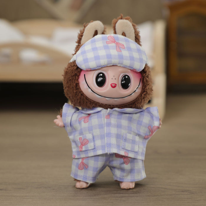 Wholesale Pajamas Set Pendant Doll Cute Plaid Eye Mask Baby Clothes  Replaceable Clothes