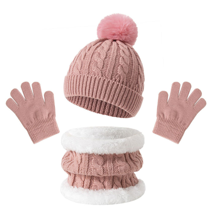 Wholesale children' s  warm thickened  winter hat neck glove  set