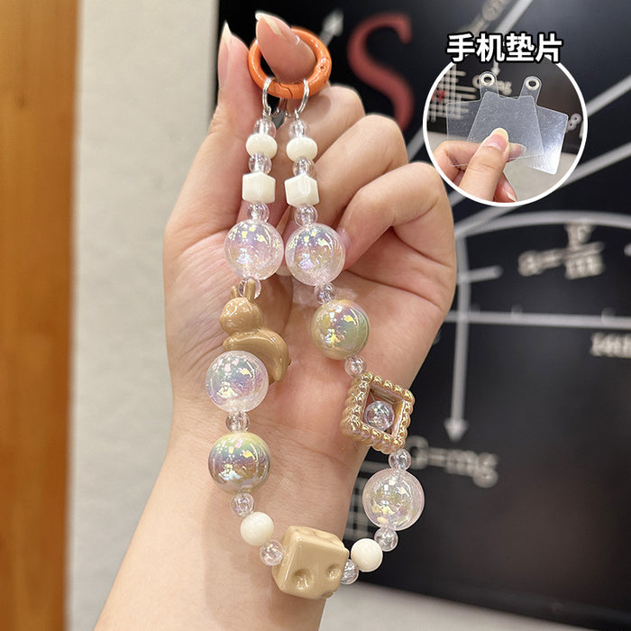 Wholesale Creative acrylic bead keychain bracelet key pendant mobile phone chain bead jewelry DIY