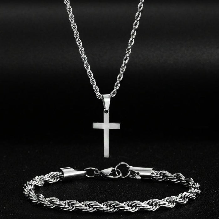 Wholesale Cross necklace, ring, bracelet, new three piece set with accessories