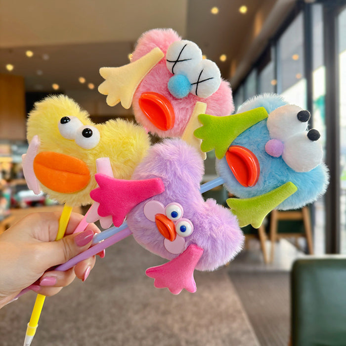 Wholesale Cartoon hair ball student creative ballpoint pen children cute stationery plush hand account