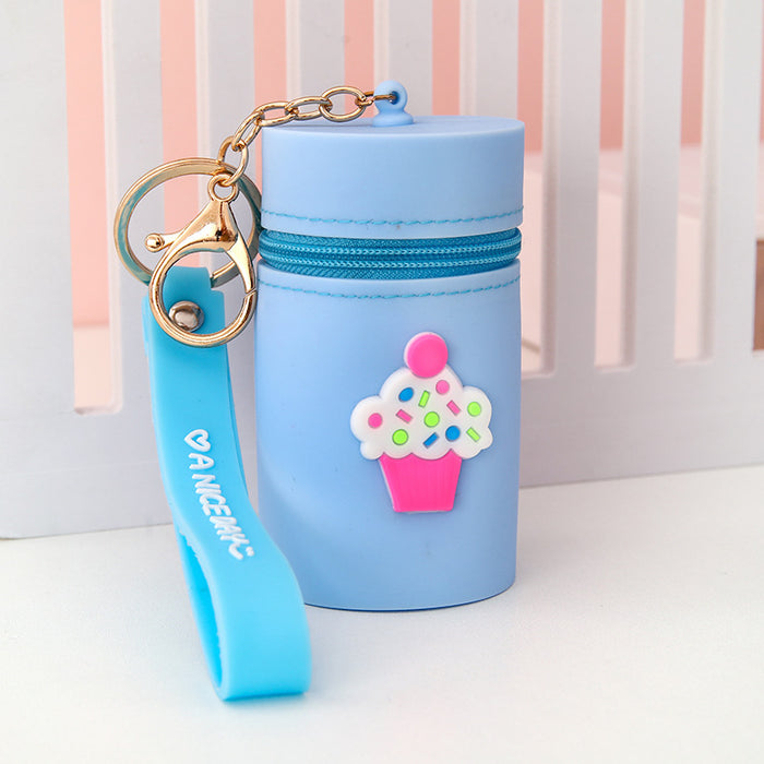 Wholesale Cute bucket bag portable bucket coin purse silicone coin bag headphone storage bag pendant keychain