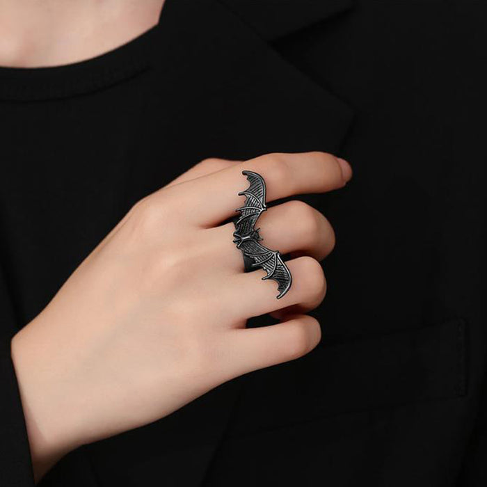 Wholesale New Retro Personalized Open Mouth Bat DIY Jewelry Men's and Women's Rings