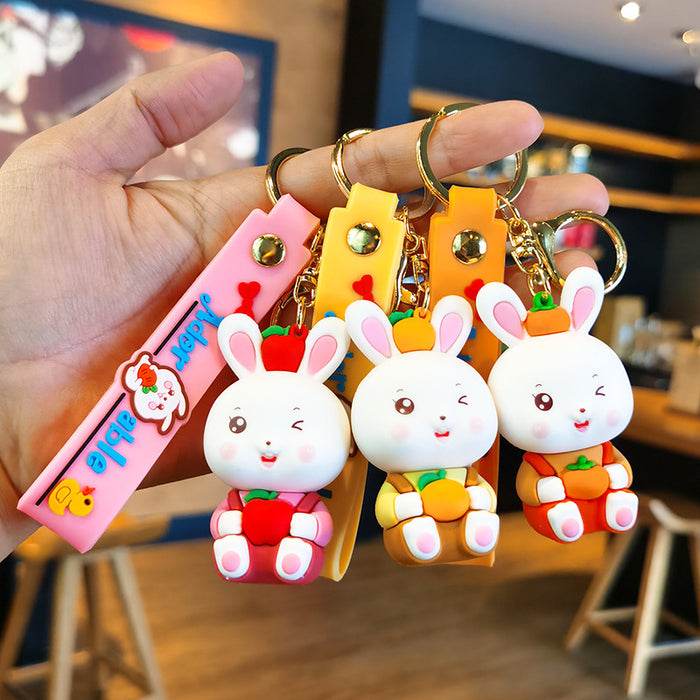 Wholesale Cute Bunny Cartoon Rubber Keychain JDC-KC-Tingm158