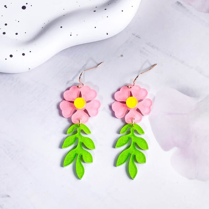 Wholesale Spring Flower Double Color Splicing Design Earrings and Pendants