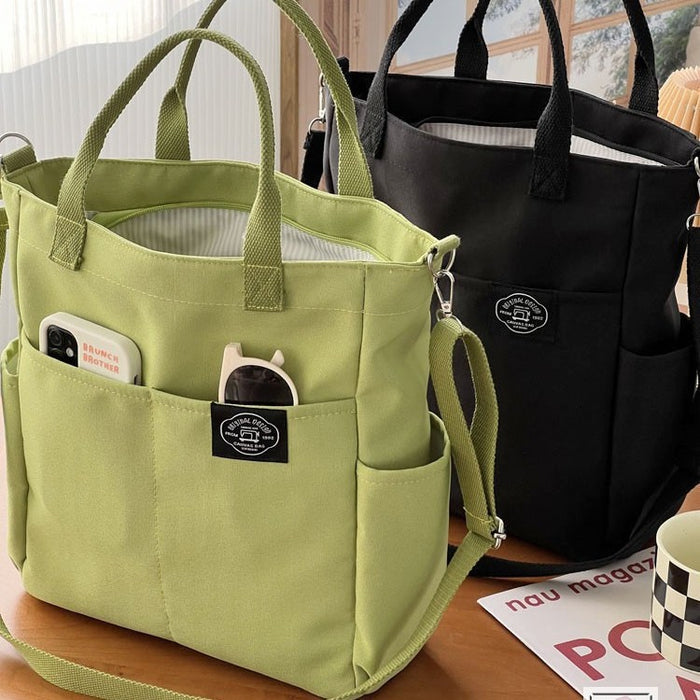 Wholesale Zipper multi-pocket casual versatile one-shoulder crossbody canvas student literary tote bag