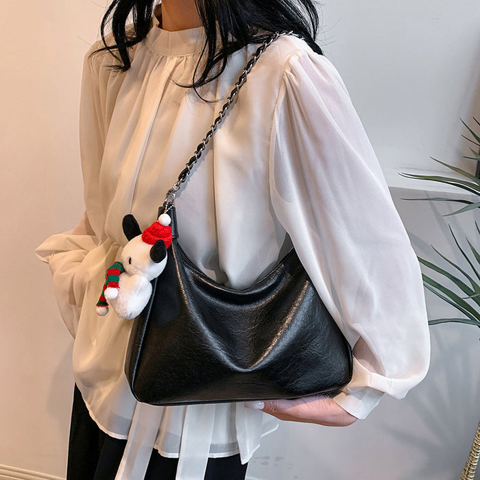 Wholesale Street Trendy Chain Tote Bag PU Small White Fashion Accessory