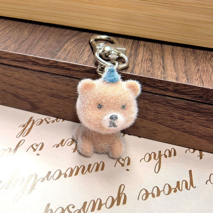 Wholesale Plush 3D Rabbit Penguin Bear Goat Animal Ornament Pendant DIY Cute Plush Earrings Keychain Accessories