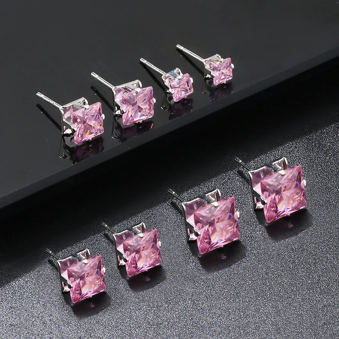 Wholesale Ear hole four claw block zircon niche minimalist temperament new light luxury commuting earring wholesale