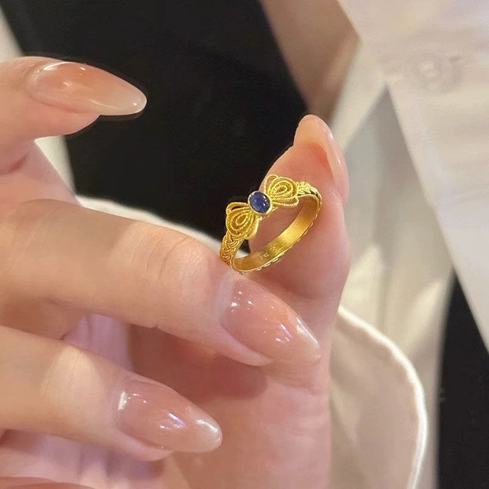 Wholesale Gold butterfly ring, niche design, light luxury temperament, fashionable and versatile flower ring