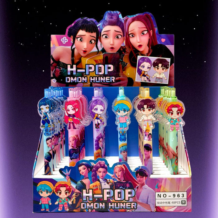 Wholesale 48pcs KPop Pen Set: Acrylic-Accent Push-Button Ballpoint Pens — Cute Stationery