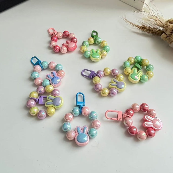 Wholesale Wholesale Fashion Electroplating Colorful Keychain Small Pendant Personalized and Versatile DIY Handmade Beaded Keychain