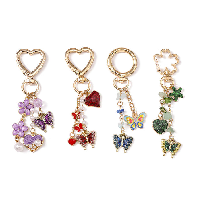 Wholesale Butterfly Heart Flower Metal Keychain