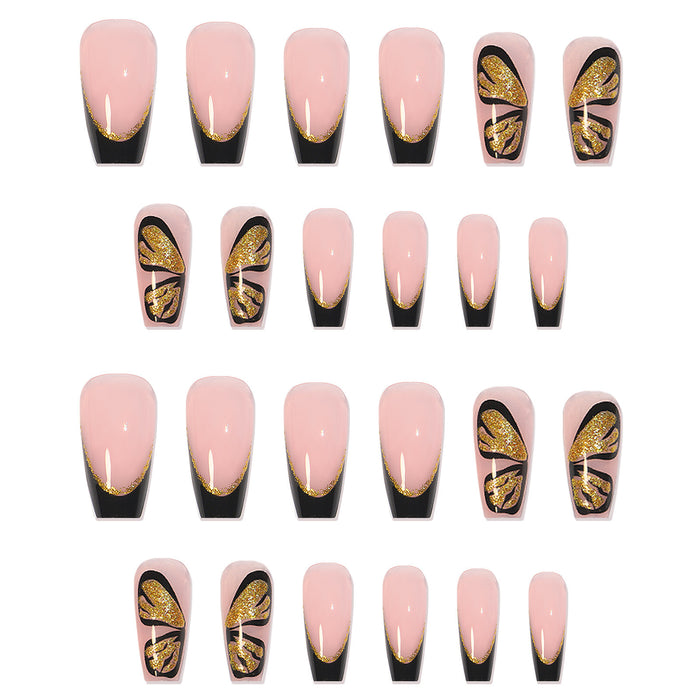 Wholesale Nail Stickers Plastic Dark Butterfly Mid Length Ballet Nails JDC-NS-oumei012
