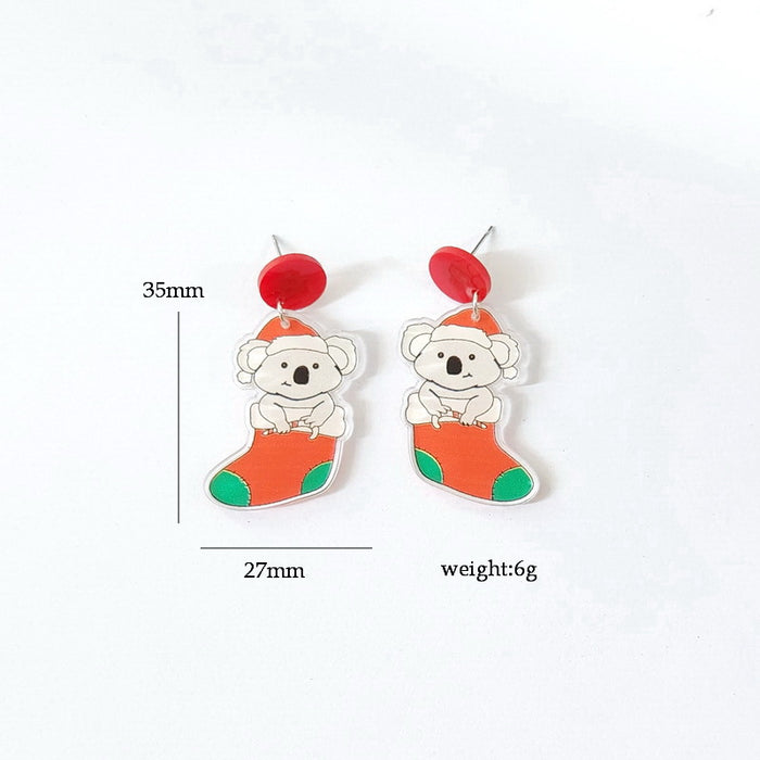 Wholesale Christmas socks sloth Gingerbread  earrings