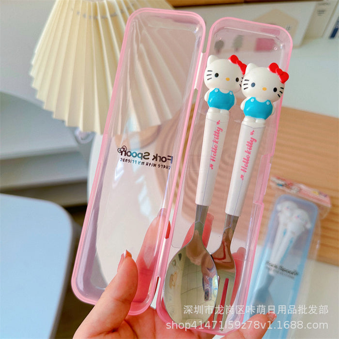 Wholesale Cartoon Printed Stainless Steel Cutlery Two-piece Set JDC-SN-Kameng001