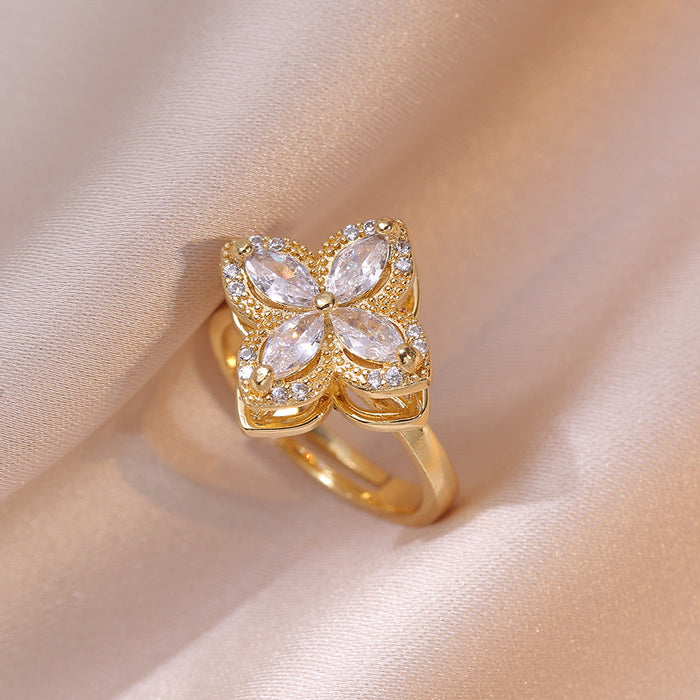 Wholesale New rotating necklace with zircon pendant earrings and ring set, collarbone chain necklace accessory