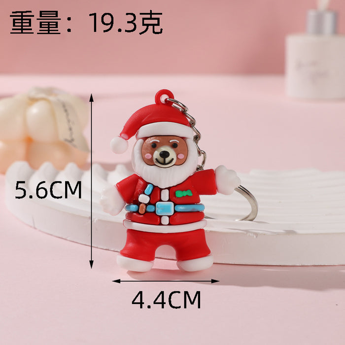 Wholesale Cute Christmas bear keychain schoolbag pendant doll  keychain Christmas activity small gift
