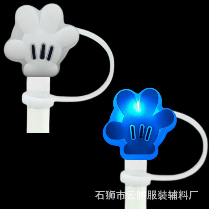 Wholesale 10pcs Silicone Straw Cap Cartoon Led Light Dustproof Straw Cap Recyclable